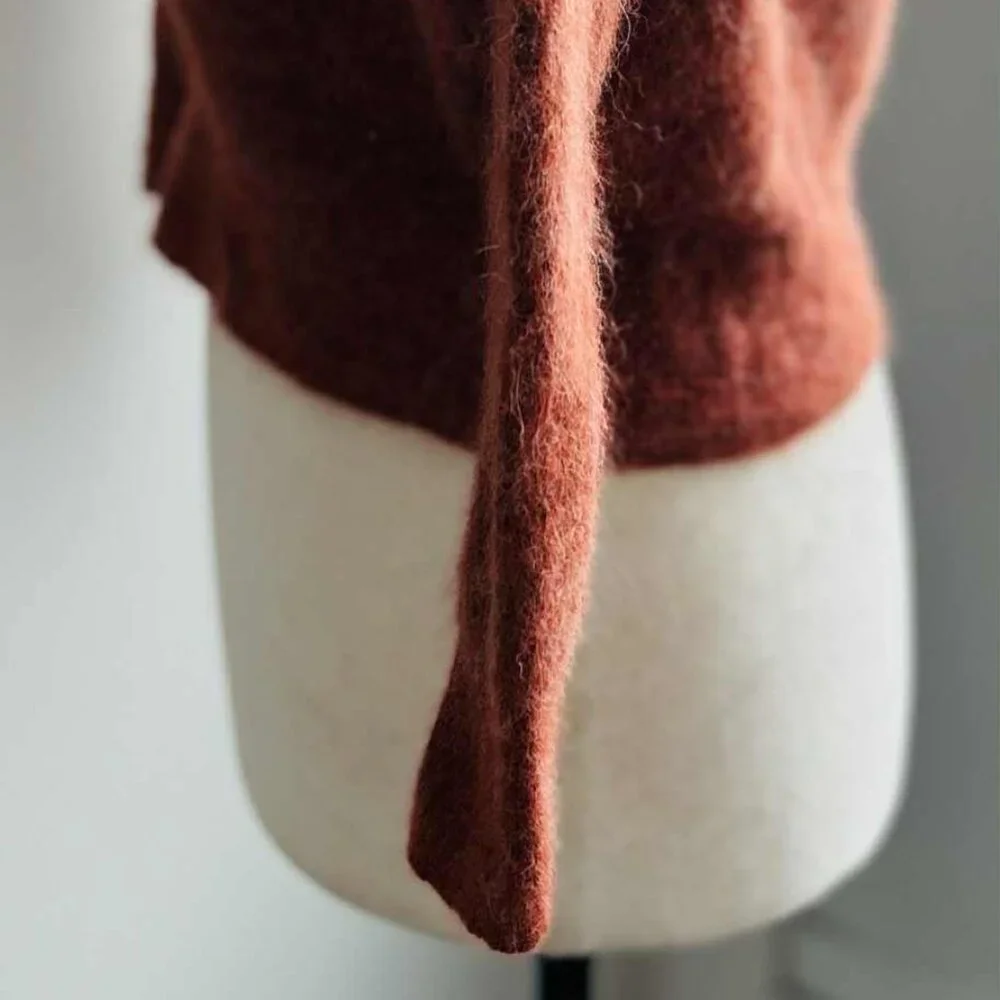 Madewell Rust Brushed Alpaca-Blend Knit Short Boxy Sweater with Soft Halo – US S - Picture 7 of 9